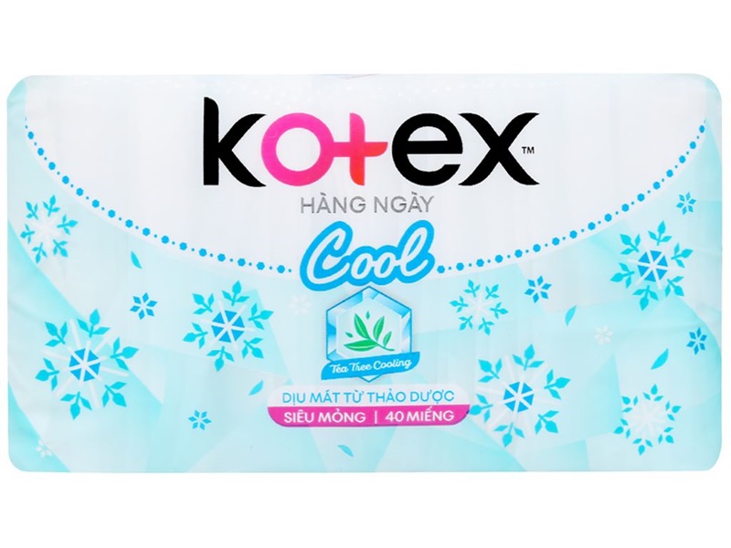  Băng vệ sinh Kotex hàng ngày Cool có thiết kế nhỏ gọn, ôm sát giúp bạn nữ tự tin thể hiện cá tính mà không cần lo sợ tràn băng