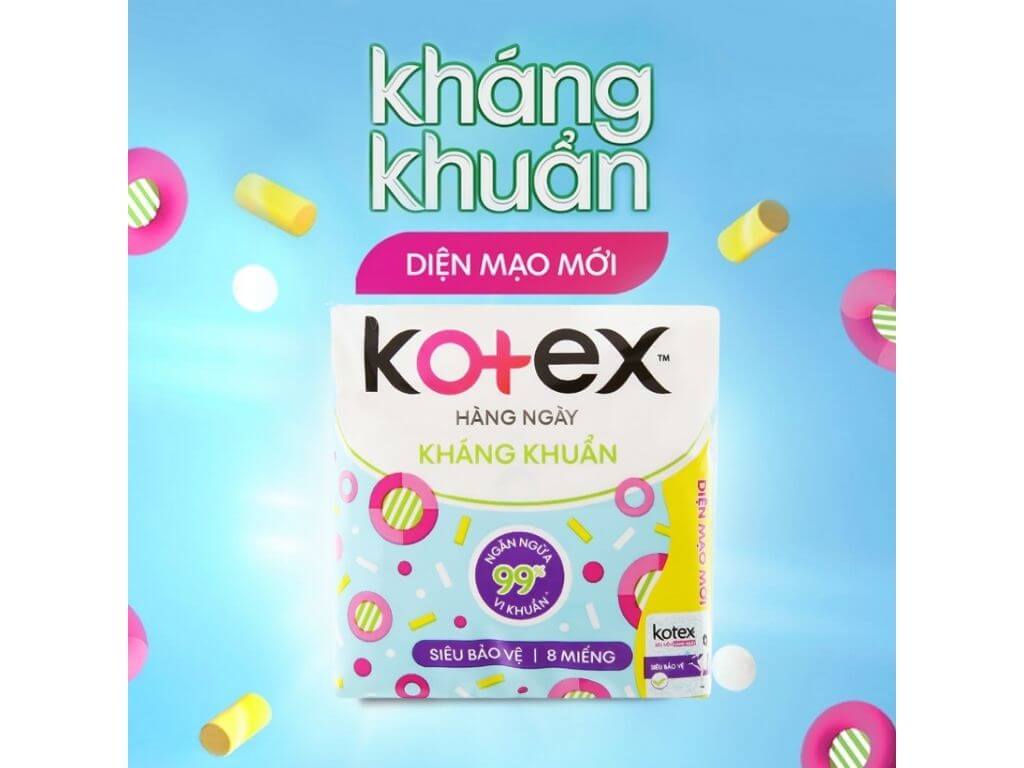 Dòng sản phẩm Kotex hàng ngày mỏng và kháng khuẩn dành cho các nàng