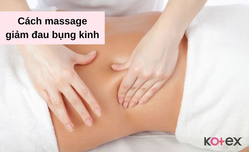 Massage vùng bụng nhẹ nhàng cùng tinh dầu để xoa dịu cơn đau bụng kinh