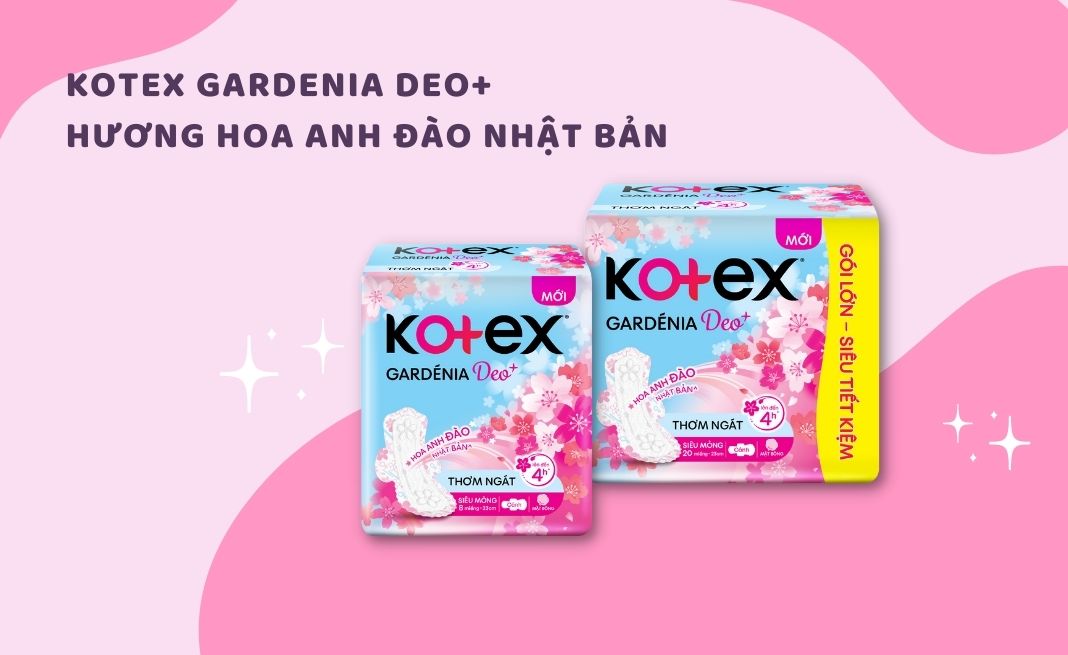 Băng vệ sinh Kotex Gardenia Deo+ Siêu mỏng cánh 20 miếng