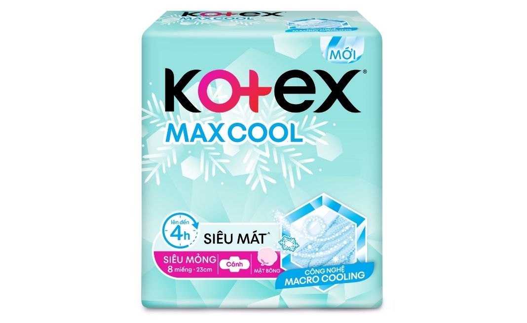 Băng vệ sinh Kotex Max Cool siêu mỏng cánh 8 miếng