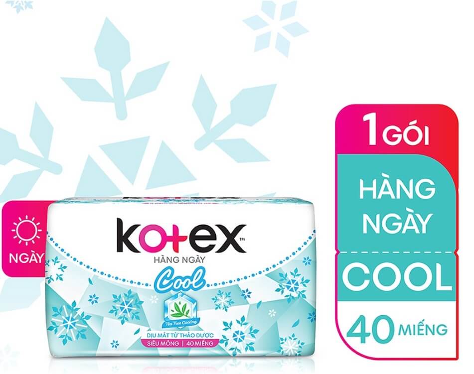 Băng vệ sinh KOTEX® Hàng Ngày Cool 40 miếng