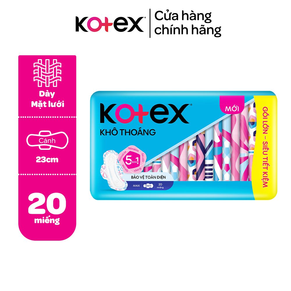 KOTEX Khô Thoáng Bảo Vệ Toàn Diện Dày Cánh 20 miếng là một trong những sản phẩm nổi bật của Kotex
