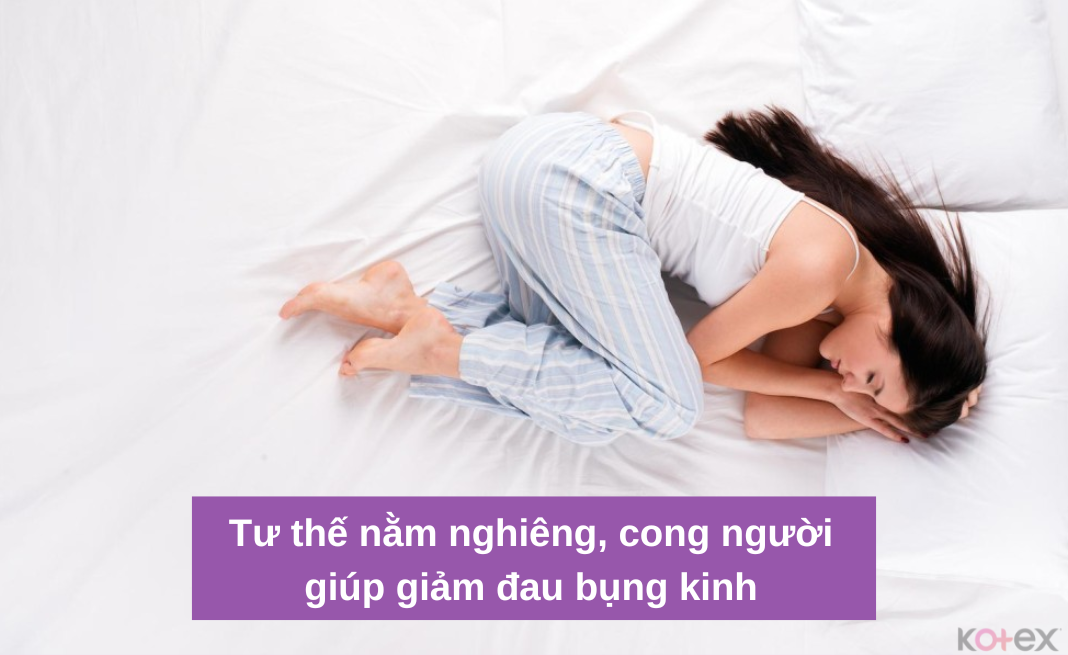 Nằm nghiêng, cong người là tư thế nằm giúp giảm đau bụng kinh