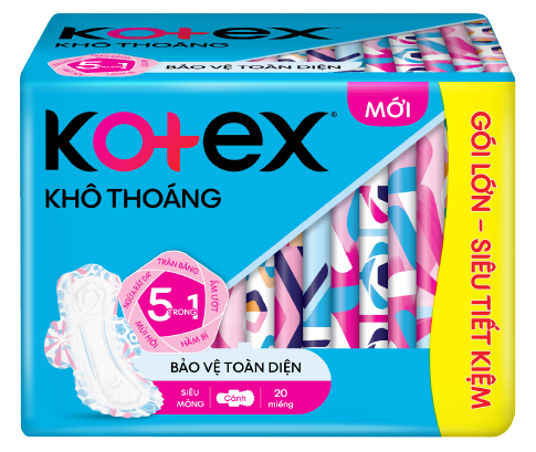 Băng Vệ Sinh Kotex Khô Thoáng Mặt Lưới Lụa Hóa, Siêu Mỏng Cánh, 8 Miếng